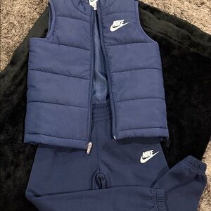 Nike Kids Navy Blue Joggers and Vest Set